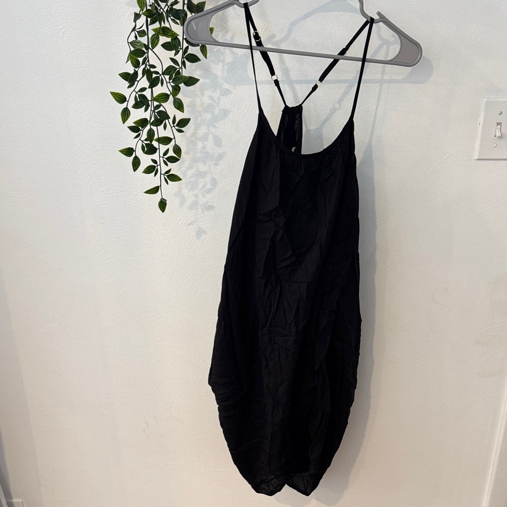 Mynah beach cover up dress in black